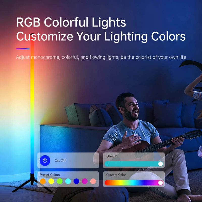 Illuminate Your Space with the 120CM LED RGB Floor Lamp Bar - Perfect for Creating a Vibrant Atmosphere in Your Bedroom or E-Sports Room!