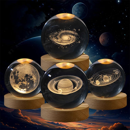 Enchanting 3D Crystal Ball Night Light - LED Galaxy Lamp for Bedside Decor, Perfect Gift for Birthdays and Special Occasions