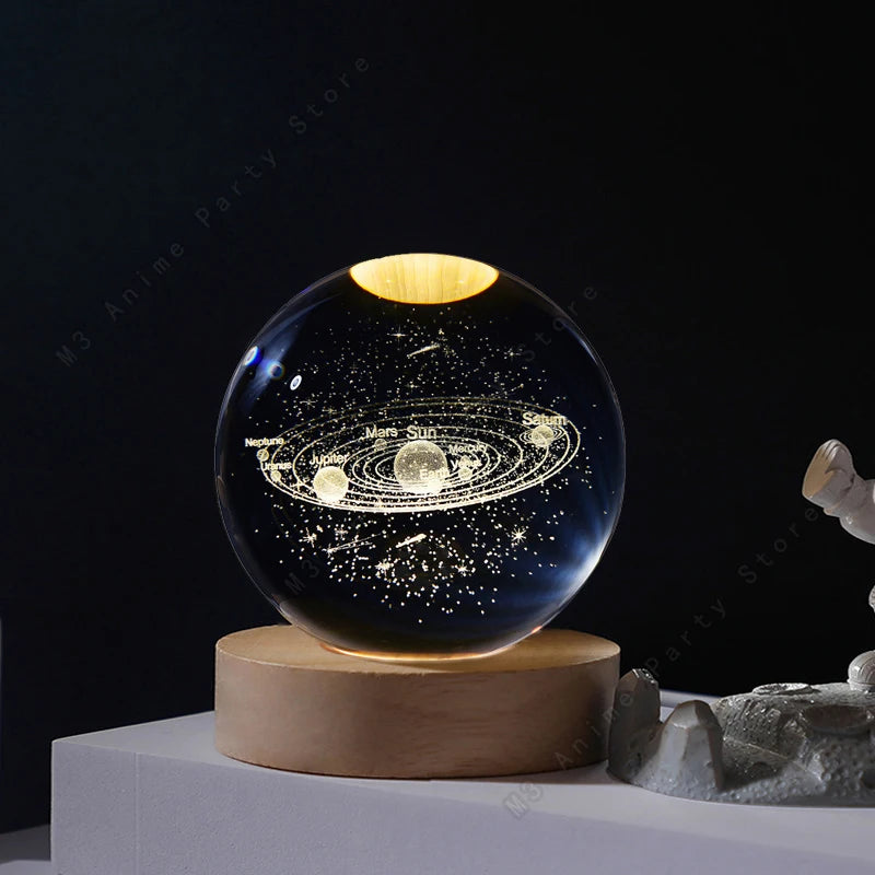 Enchanting 3D Crystal Ball Night Light - LED Galaxy Lamp for Bedside Decor, Perfect Gift for Birthdays and Special Occasions
