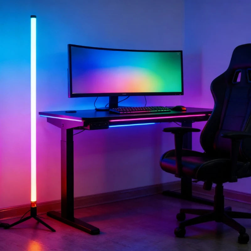 Illuminate Your Space with the 120CM LED RGB Floor Lamp Bar - Perfect for Creating a Vibrant Atmosphere in Your Bedroom or E-Sports Room!