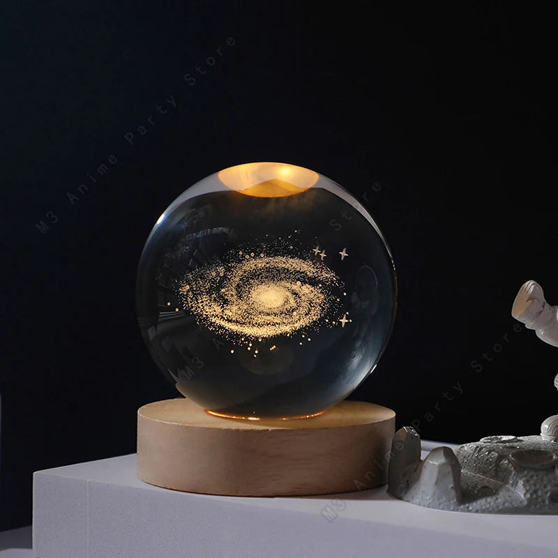 Enchanting 3D Crystal Ball Night Light - LED Galaxy Lamp for Bedside Decor, Perfect Gift for Birthdays and Special Occasions