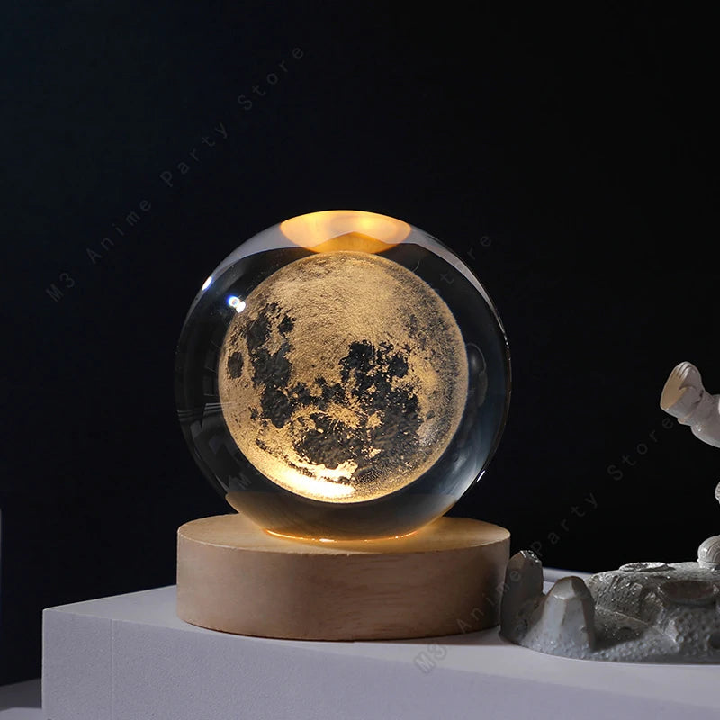 Enchanting 3D Crystal Ball Night Light - LED Galaxy Lamp for Bedside Decor, Perfect Gift for Birthdays and Special Occasions