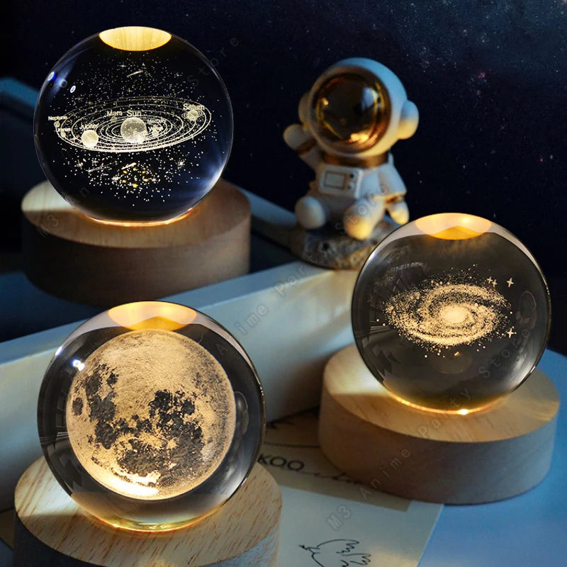 Enchanting 3D Crystal Ball Night Light - LED Galaxy Lamp for Bedside Decor, Perfect Gift for Birthdays and Special Occasions