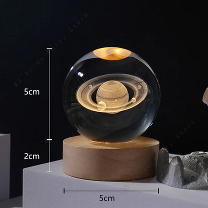 Enchanting 3D Crystal Ball Night Light - LED Galaxy Lamp for Bedside Decor, Perfect Gift for Birthdays and Special Occasions